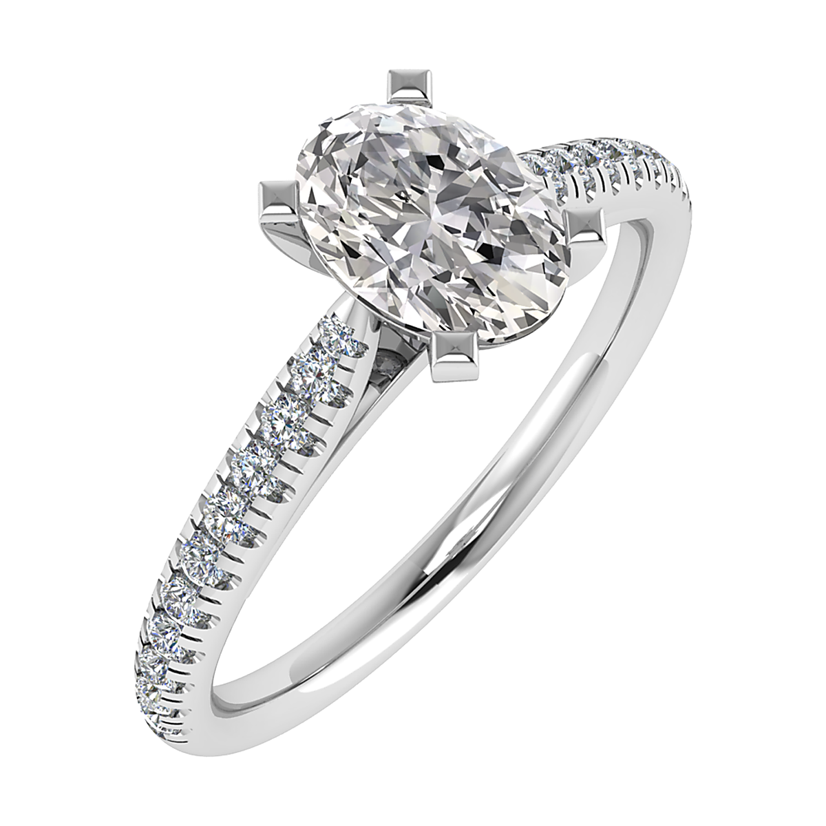 Engagement Ring with Pavé Band 
